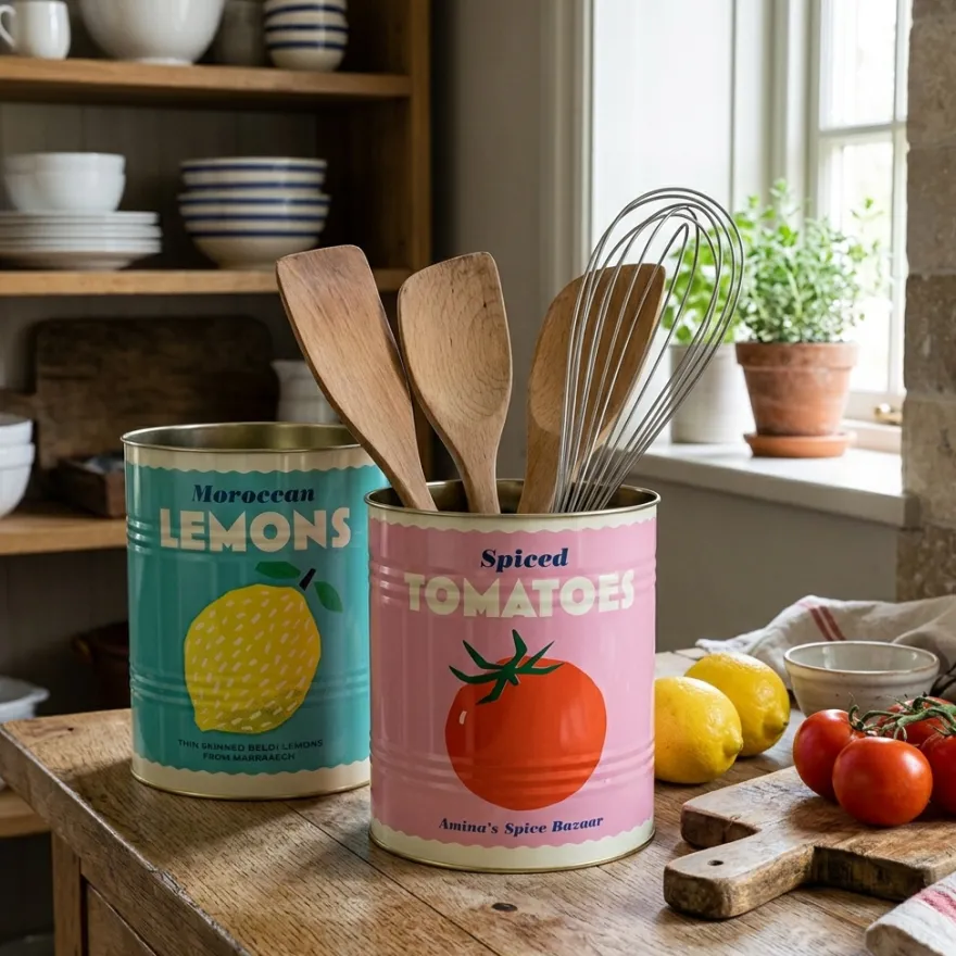 Rex London Metaldåser - Lemon/Tomatoes XL. Sæt med 2 stk