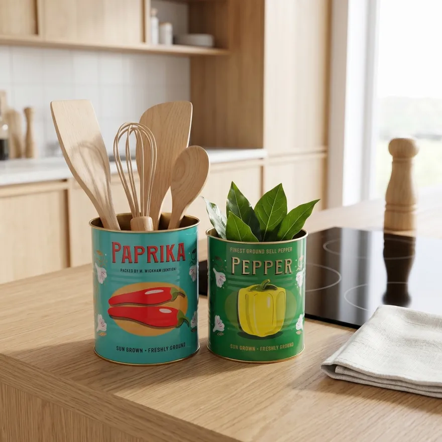 Rex London Metaldåser - Paprika & Peber Medium. Sæt med 2 stk