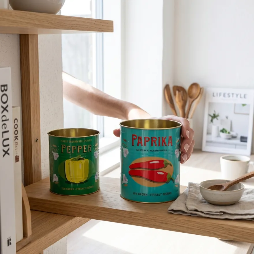 Rex London Metaldåser - Paprika & Peber Medium. Sæt med 2 stk