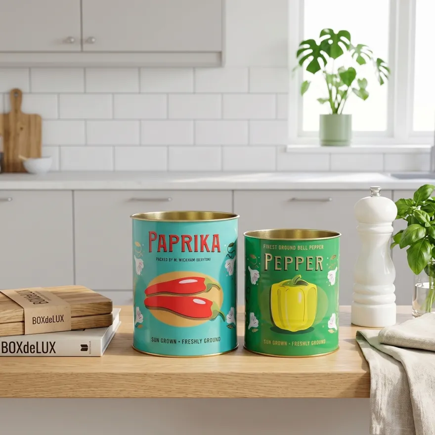 Rex London Metaldåser - Paprika & Peber Medium. Sæt med 2 stk