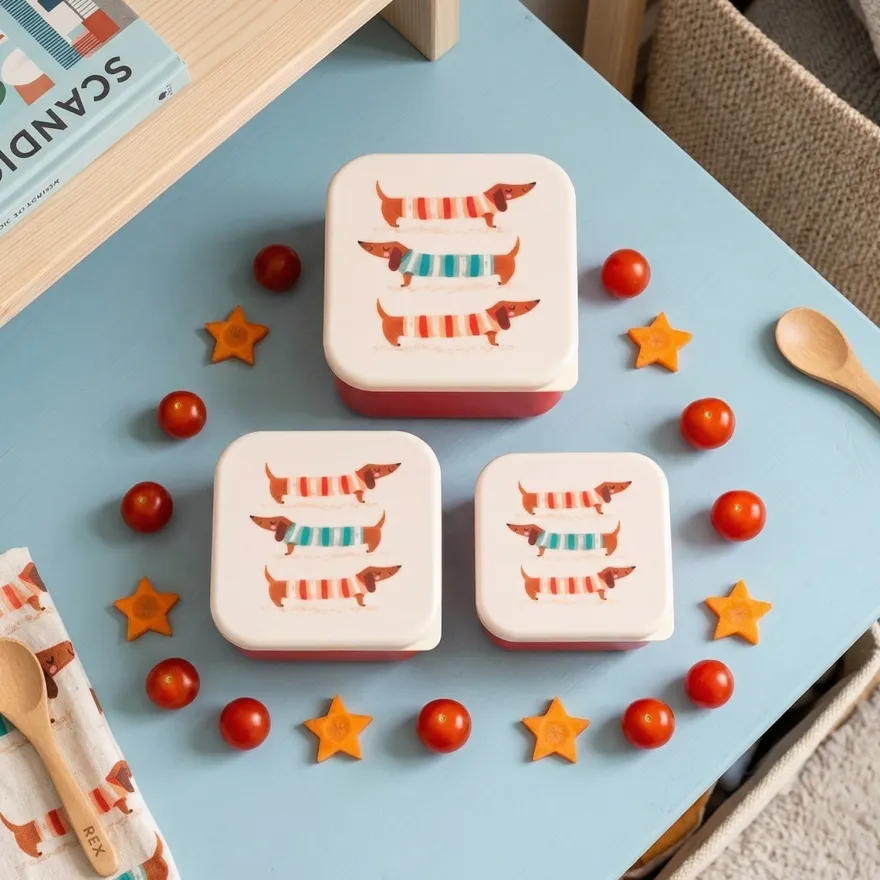 Rex London Snack Boxes. Sæt med 3 stk. DachsHund