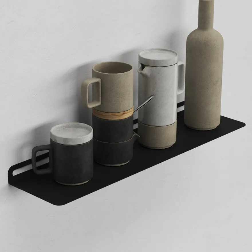 SECTOR hylde i metal - 60x15 cm. Sort