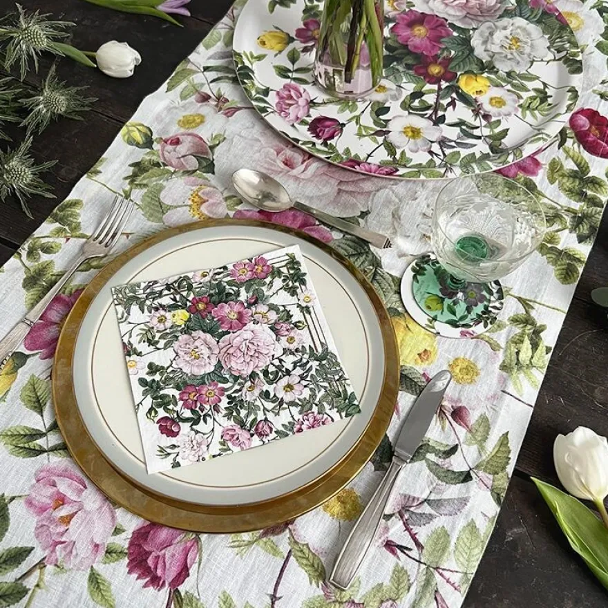 Servietter af FSC papir. Pakke m. 20 stk - Rose Flower Garden