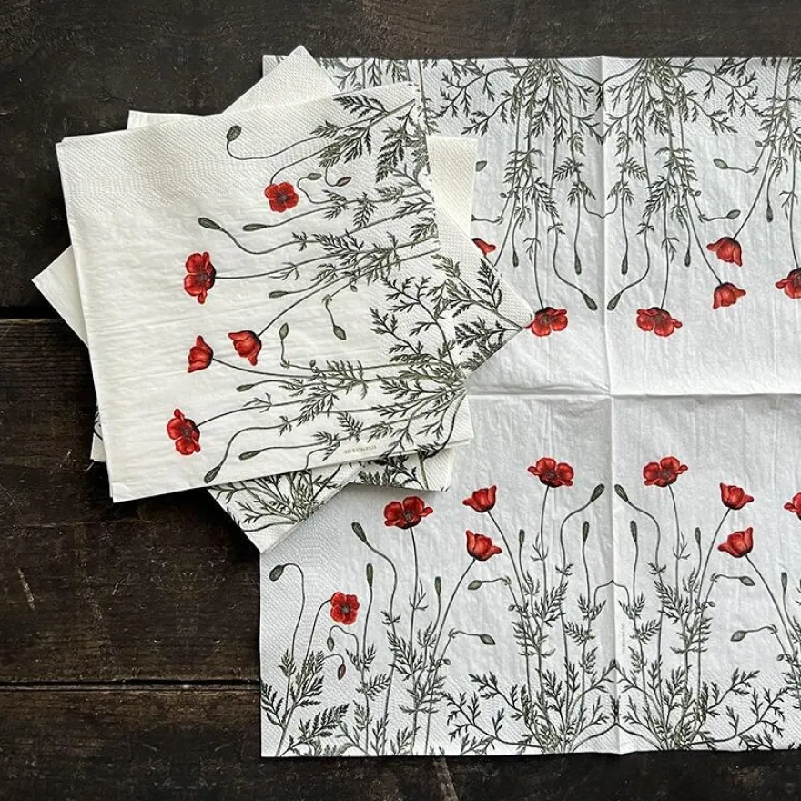 Servietter af FSC papir. Pakke m. 20 stk. - Poppy
