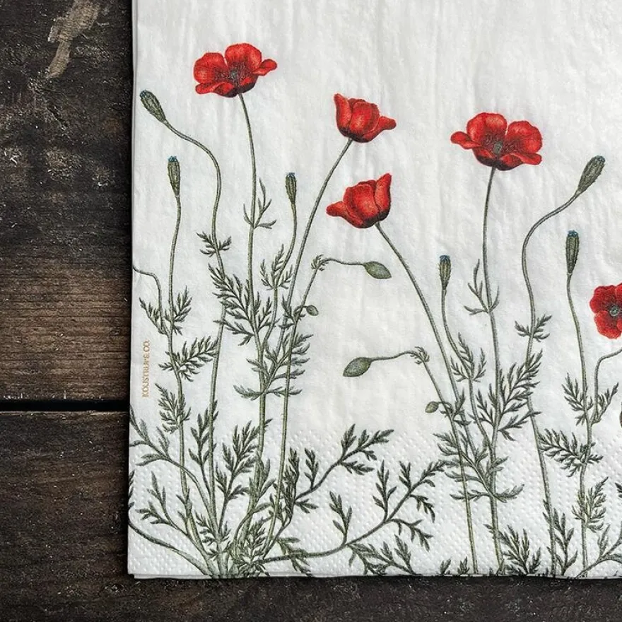 Servietter af FSC papir. Pakke m. 20 stk. - Poppy