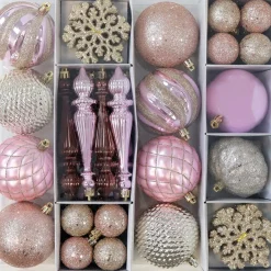 Æske med Julekugler og ophæng i Plast, MAGIC - Pink