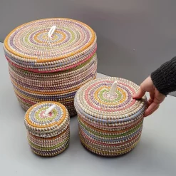 Små Afrikanske kurve i multicolor, striber - Sæt 3stk