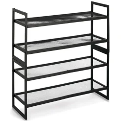 Stabelbar skoreol i sort metal - 2 hylder