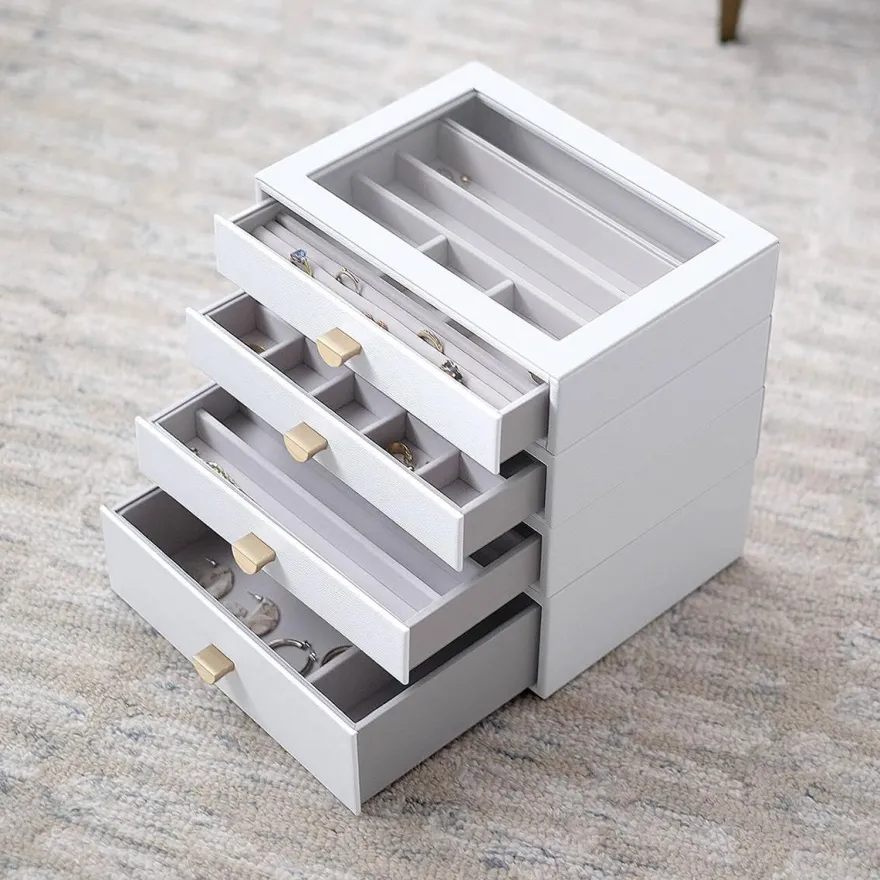 Stackers LUX smykkeskrin - CLASSIC, PEBBLEWHITE - 4 skuffer