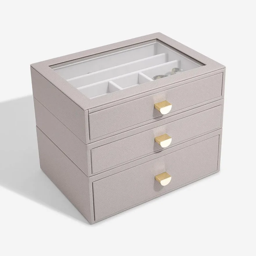 Stackers LUX smykkeskrin - CLASSIC, Taupe - 3 skuffer