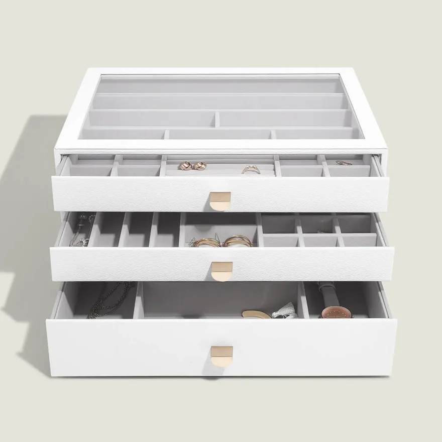 Stackers LUX smykkeskrin - SUPERSIZE, PEBBLEWHITE - 3 skuffer