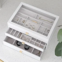 Stackers LUX smykkeskrin - SUPERSIZE, PEBBLEWHITE - 3 skuffer
