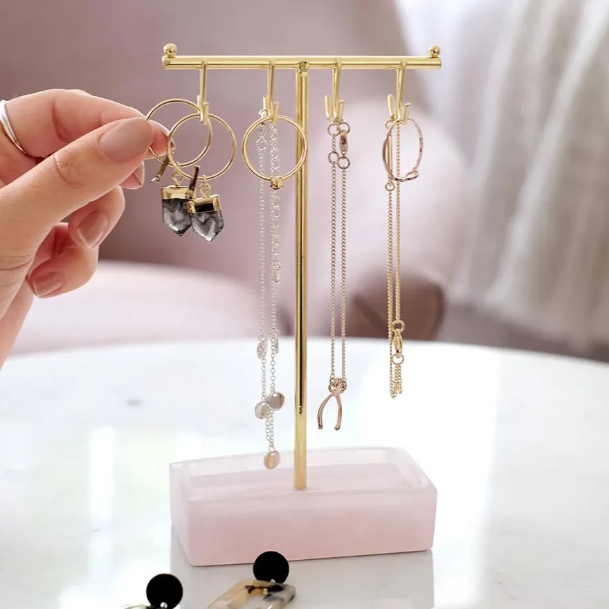 Stackers smykkeholder - Bar, Rosa Quartz