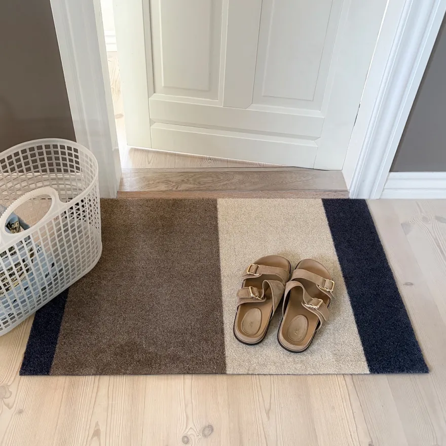 Tica Smudsmåtte - 60x90 cm. Stripes - Gråblå/Sand/Ivory