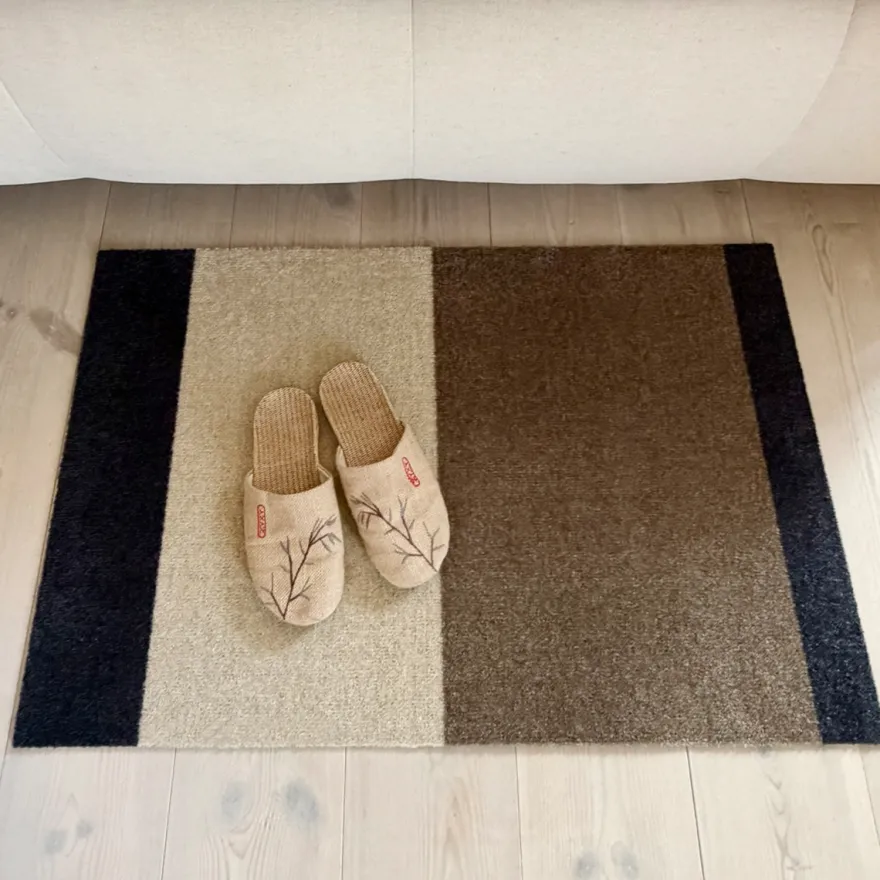Tica Smudsmåtte - 60x90 cm. Stripes - Gråblå/Sand/Ivory