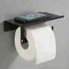 Toiletrulleholder med hylde - Walli, Sort