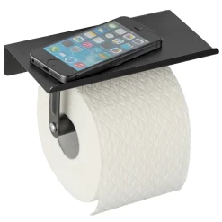 Toiletrulleholder med hylde - Walli, Sort