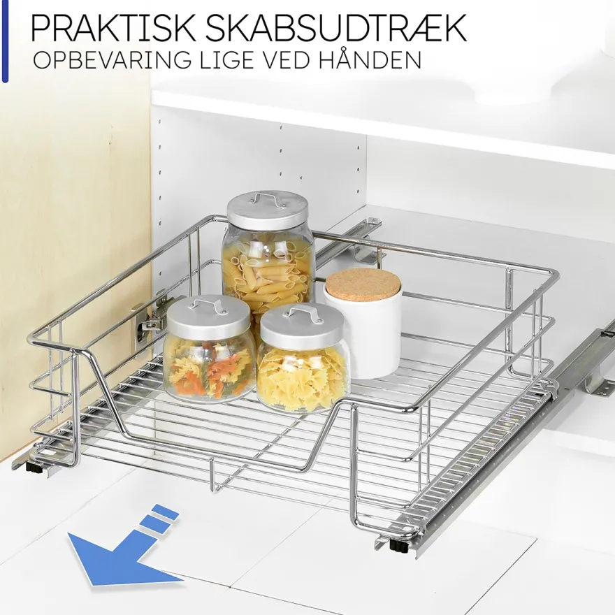 Trådkurv med udtræksskinner til montering i skab, Large