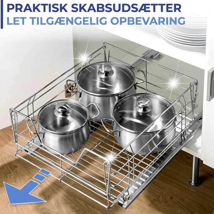 Trådkurv med udtræksskinner til montering i skab, XL