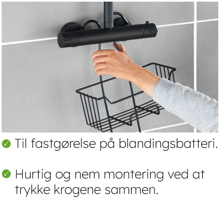 Trådkurv til at sætte over Blandingsbatteri - Milo, SORT - 2 hylder