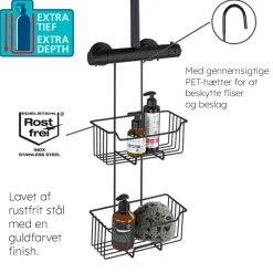 Trådkurv til at sætte over Blandingsbatteri - Milo, SORT - 2 hylder