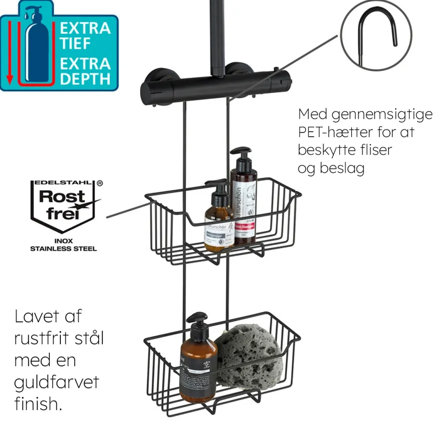 Trådkurv til at sætte over Blandingsbatteri - Milo, SORT - 2 hylder