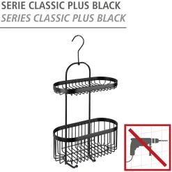Trådkurv til brusekabinen - PLUS classic, SORT - 2 hylder