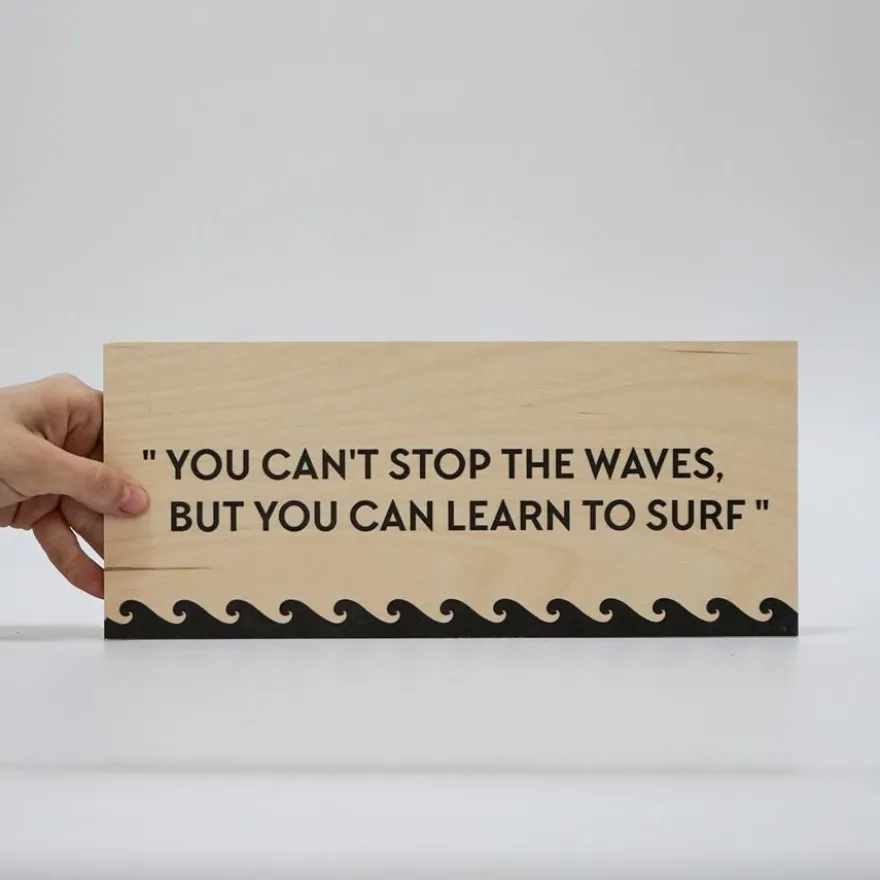 Treviso Design træskilt - Learn to surf