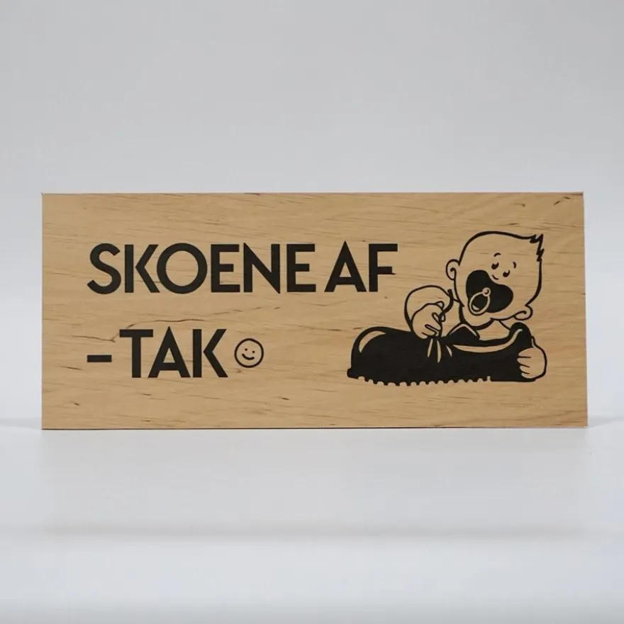 Treviso Design træskilt - Skoene af tak