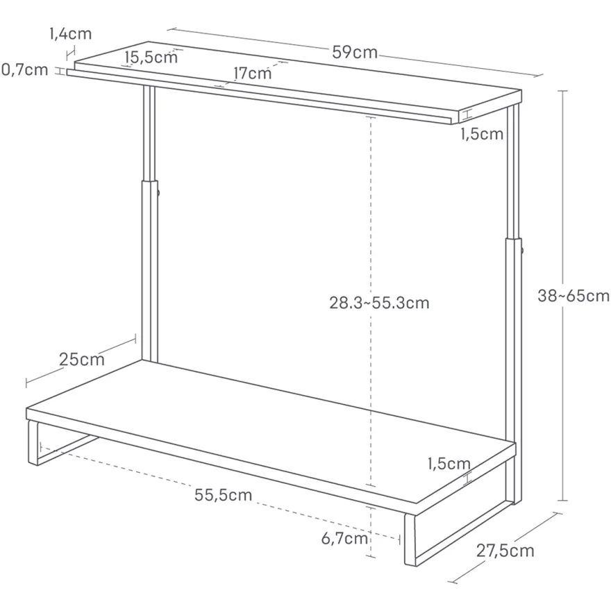 Yamazaki Monitor Stand i to etager, Hvid