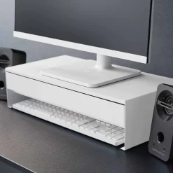 Yamazaki Monitor Stand med skuffe. HVID