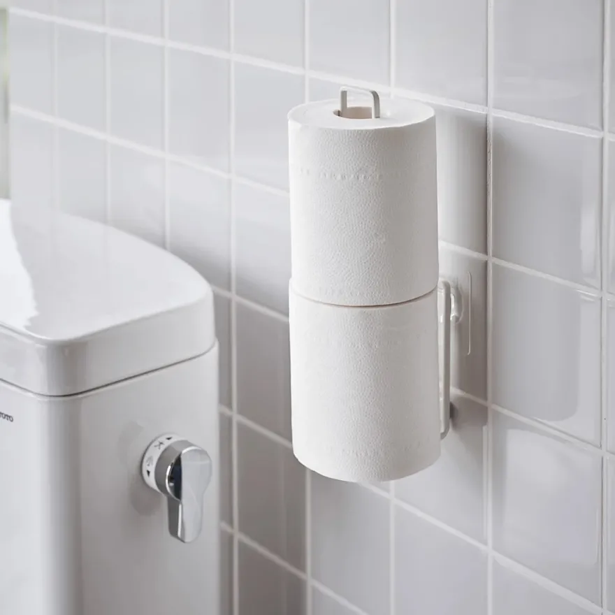 Yamazaki Selvklæbende toiletrulleholder til væggen - FILM, Hvid