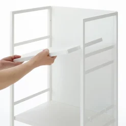 Yamazaki Semi-åben Reol med 3 hylder og Hjul, Hvid