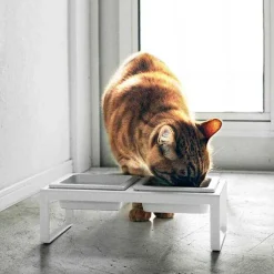 Yamazaki skåle til foder/vand til katte, hvid