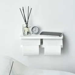 Yamazaki Toiletrulleholder i metal. Double, Hvid