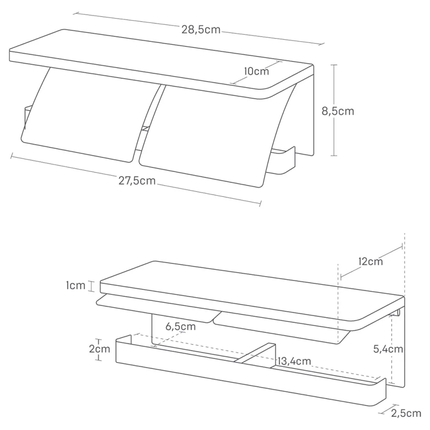 Yamazaki Toiletrulleholder i metal. Double, Sort