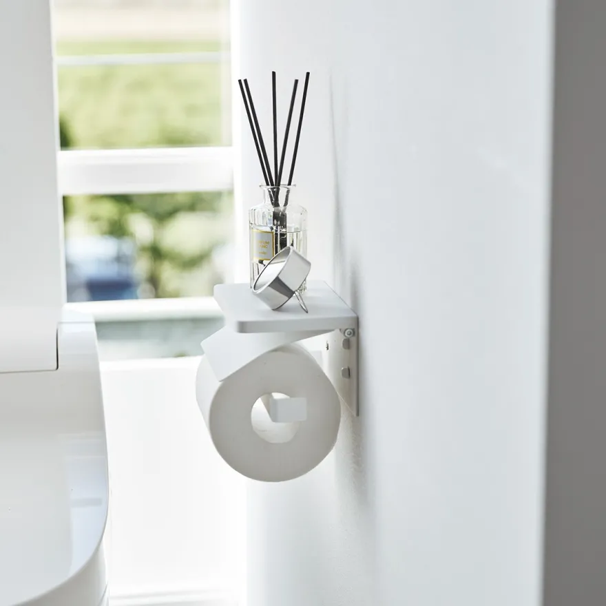 Yamazaki Toiletrulleholder i metal. Single, Hvid