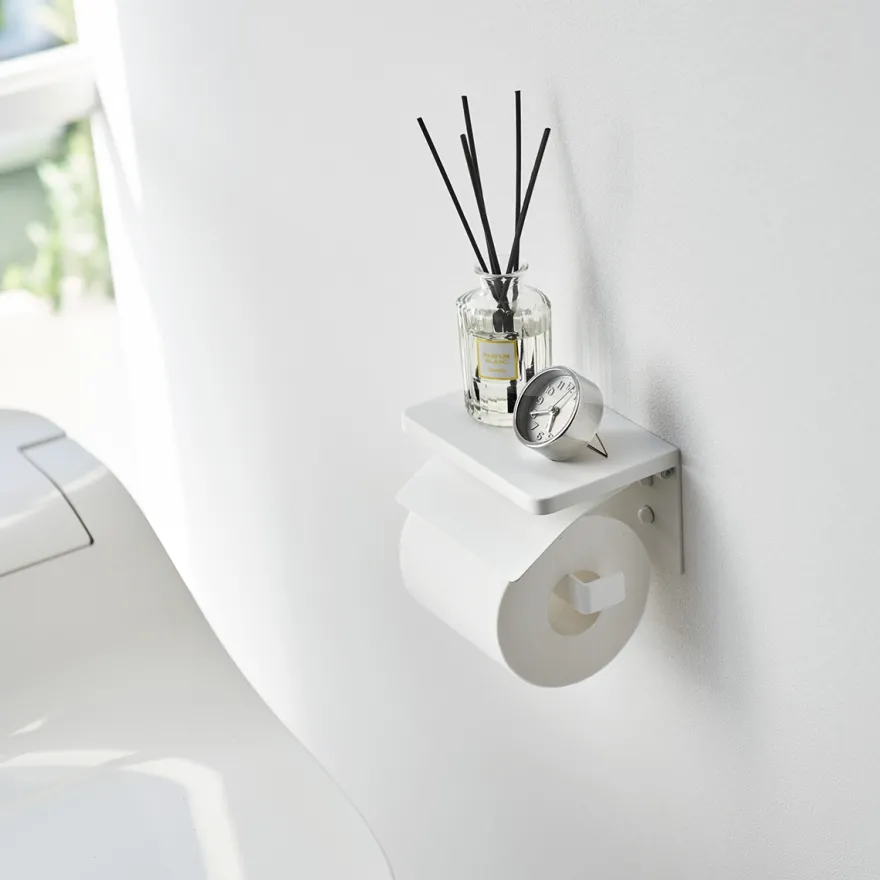 Yamazaki Toiletrulleholder i metal. Single, Hvid