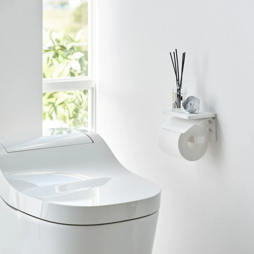 Yamazaki Toiletrulleholder i metal. Single, Hvid