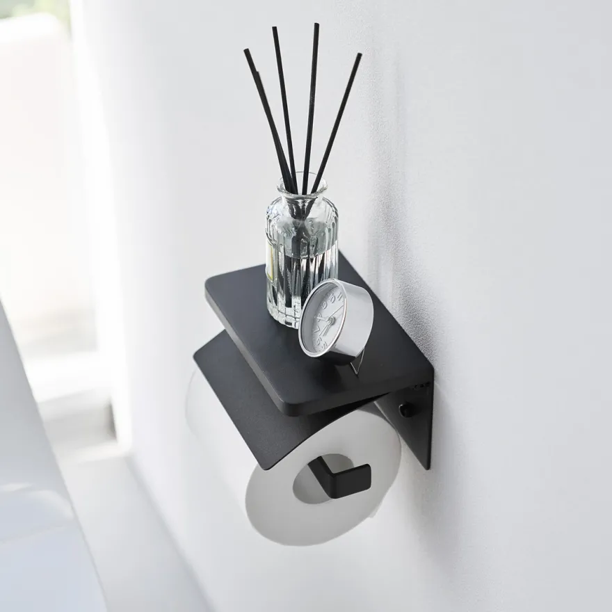 Yamazaki Toiletrulleholder i metal. Single, Sort