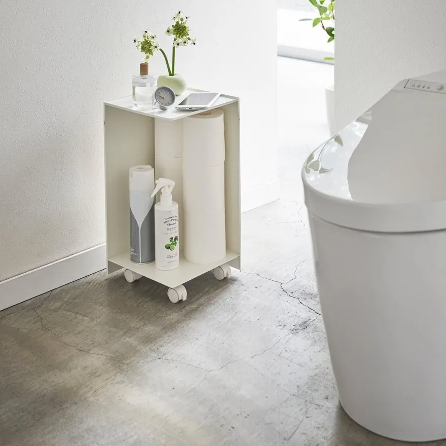 Yamazaki Toiletrulle-skjuler på hjul - Hvid
