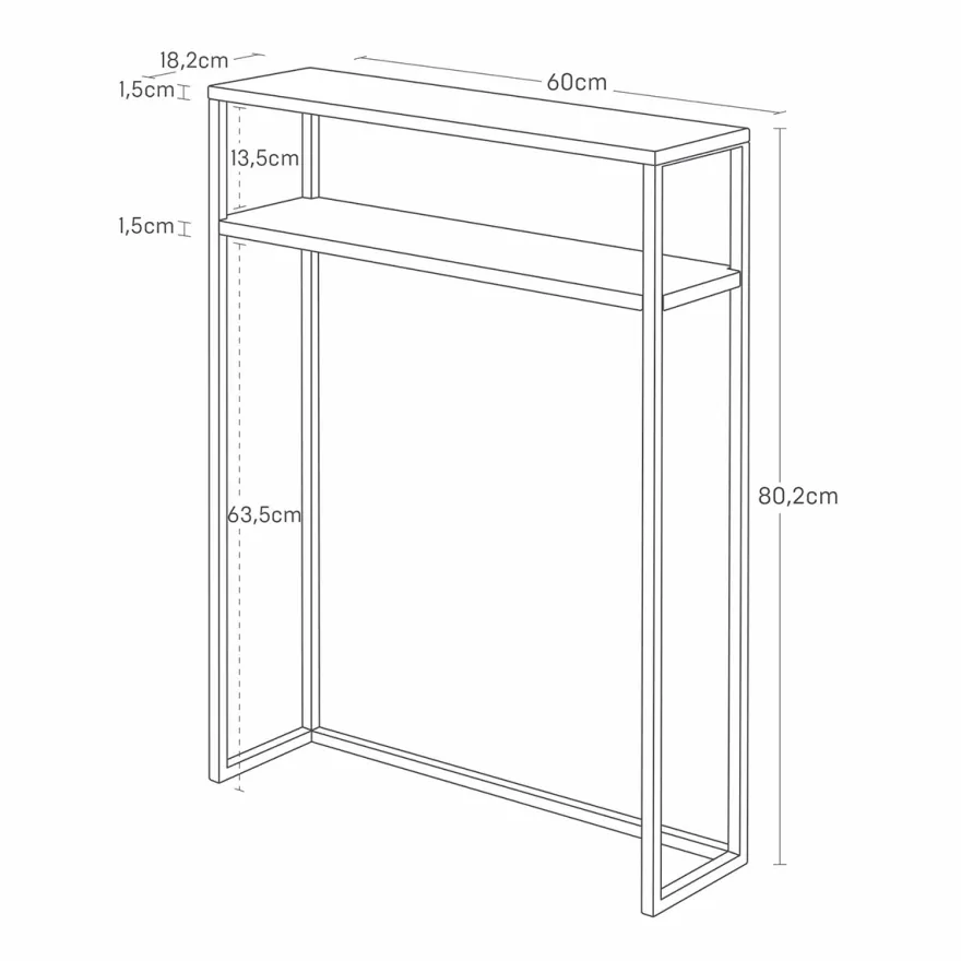 Yamazaki Tower Konsolbord - Smalt i Hvid Metal (60 cm)