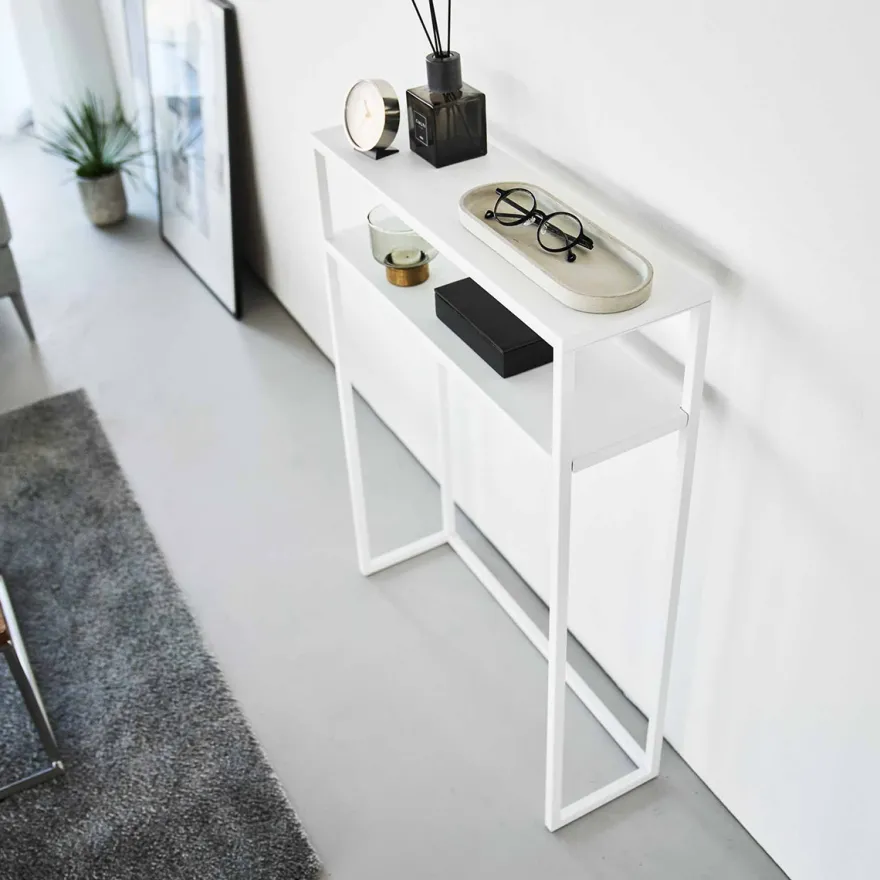 Yamazaki Tower Konsolbord - Smalt i Hvid Metal (60 cm)