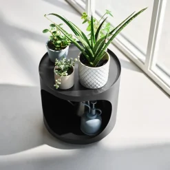 Yamazaki Tower Plantebord med Hjul og Opbevaring - Sort