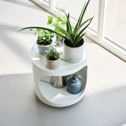 Yamazaki Tower Plantebord på hjul med opbevaring - Hvid