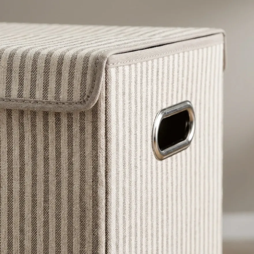 Zeller Dobbelt Vasketøjskurv "Alberte" - Stripes, Beige