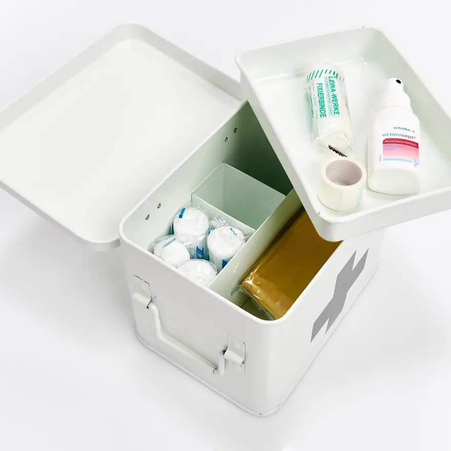 Zeller Medicin boks i metal - Hvid, Small