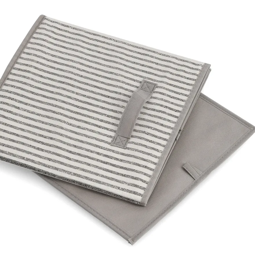 Zeller Rumdelerkurv i stof - "Alberte" BEIGE Stripes